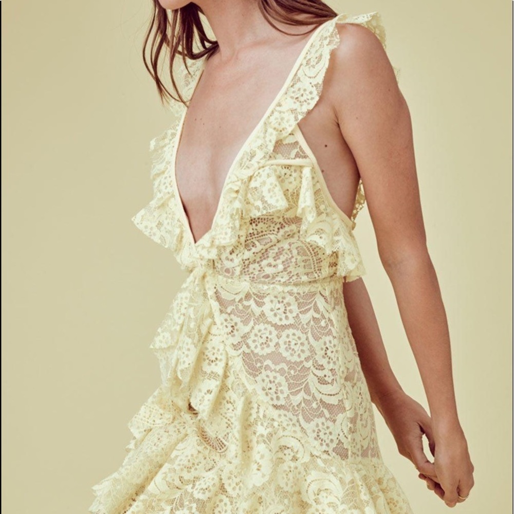 NWT For Love and Lemons Tati Lace Ruffle Dress